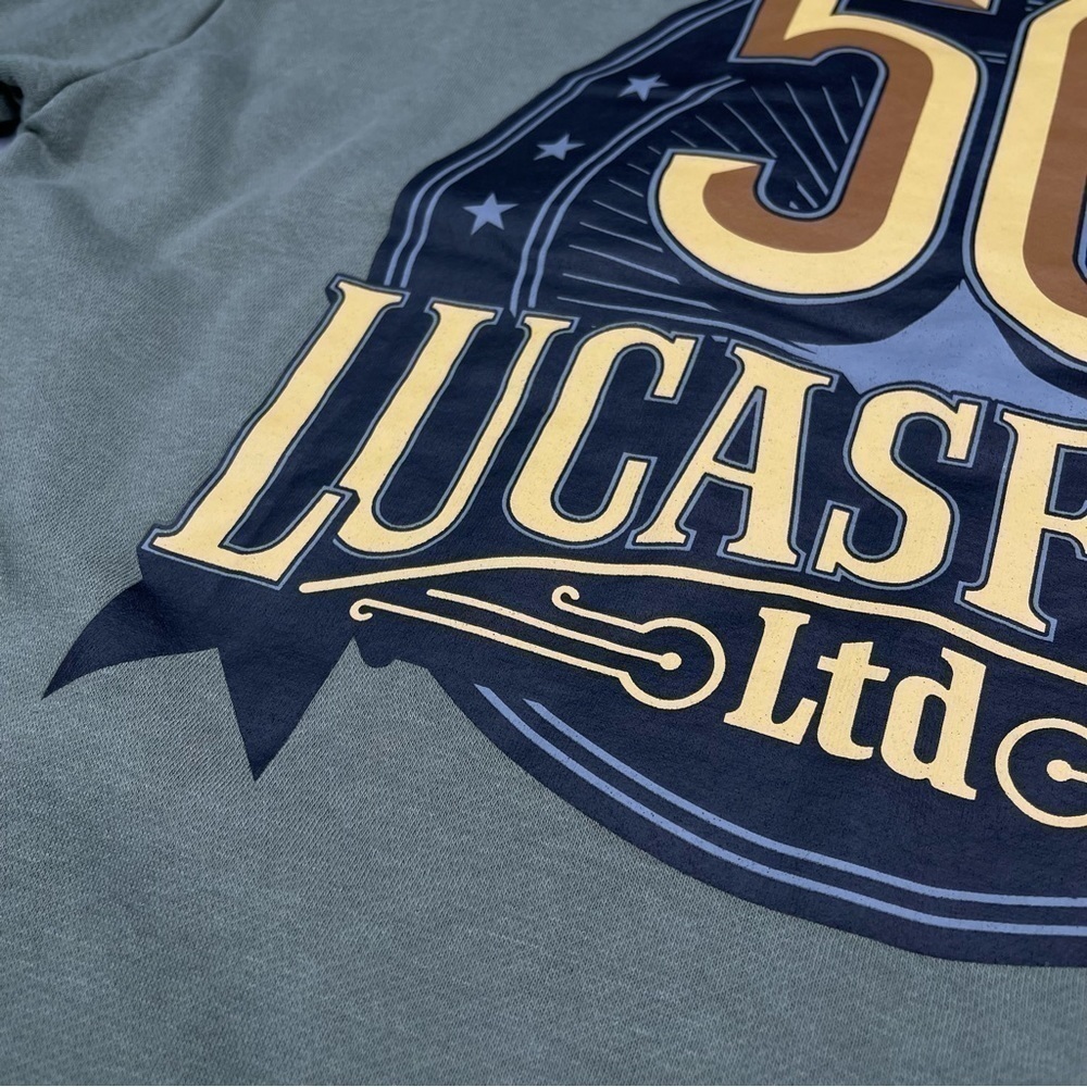 Star Wars Sweatshirt Lucas Film 50th Anniversary Crew Fleece Inside Khaki Green - Picture 10 of 13